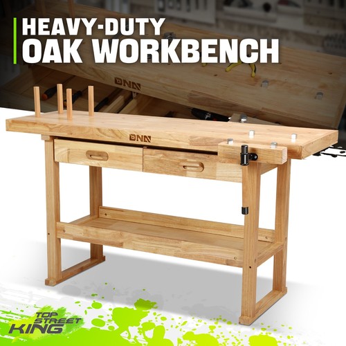 Solid oak wood workbench - oak, work