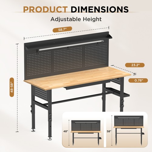 Solid wood workbench with - 60",