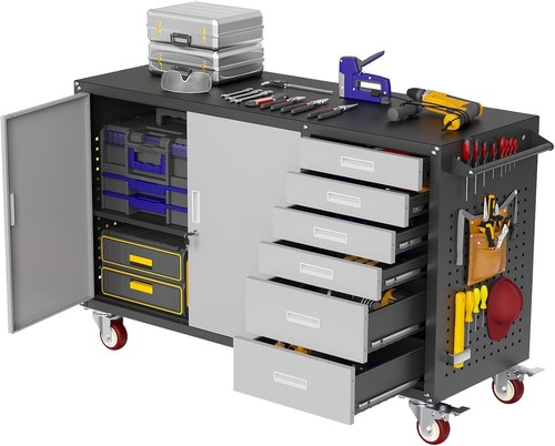 Rolling workbench with 6 - rolling,